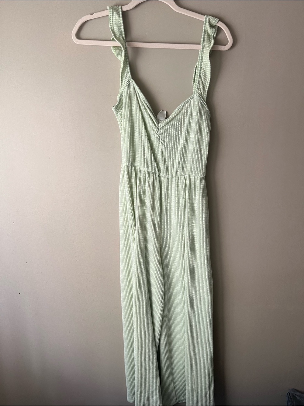 Caution To The Wind Mint Green Ribbed Lounge Jumpsuit